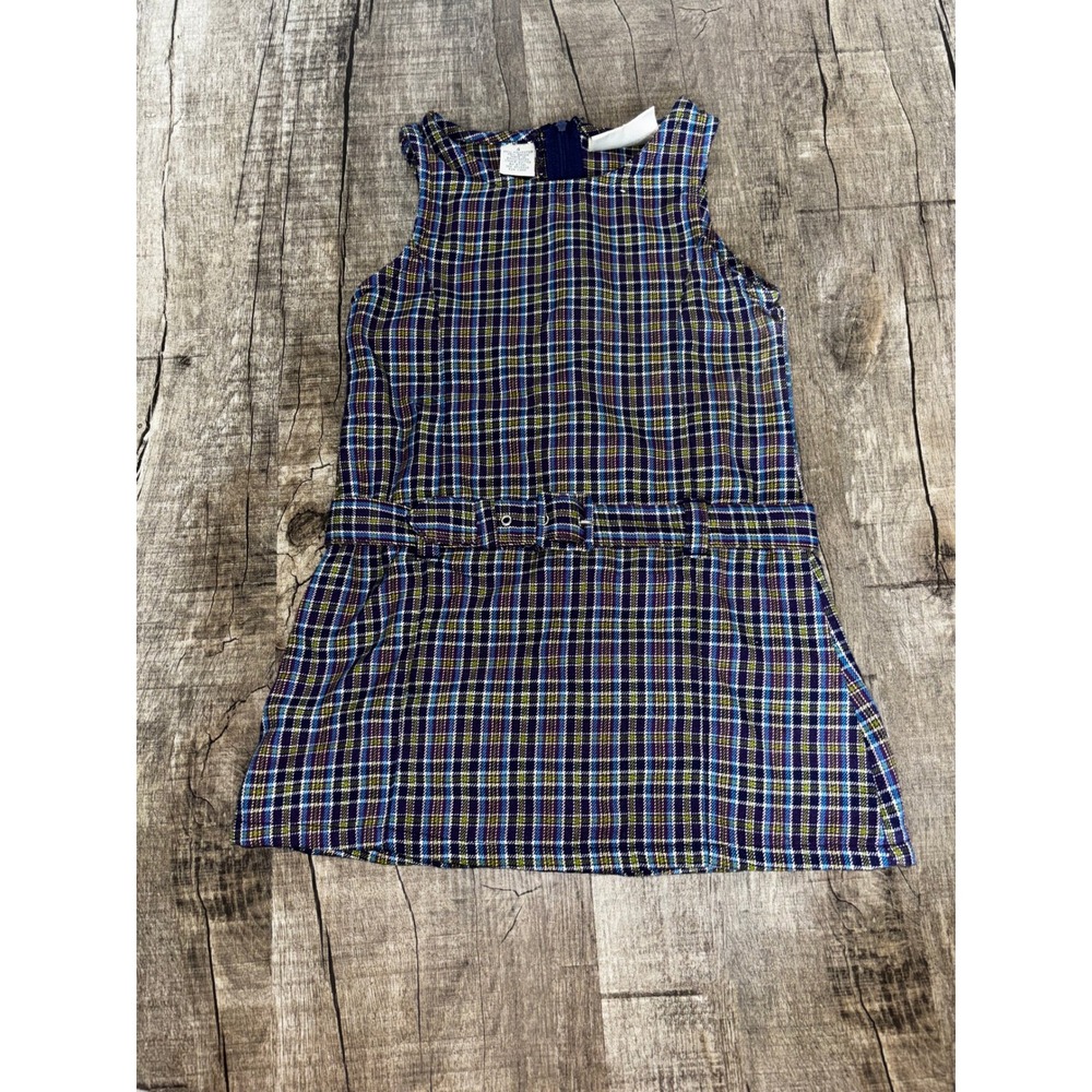 Vintage Y2K Plaid Jumper Dress Purple Blue Green School Uniform Belted  4